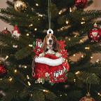 [2D FLAT ACRYLIC] Basset Hound Christmas Ornament – Festive Dog Lover Keepsake Gift