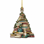 [2D FLAT ACRYLIC] Personalized Book Lover Ornament – Retro Christmas Gift for Readers