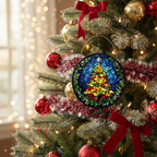 [2D FLAT ACRYLIC] Stained Glass Christmas Tree Suncatcher – Festive Holiday Window Decor Gift