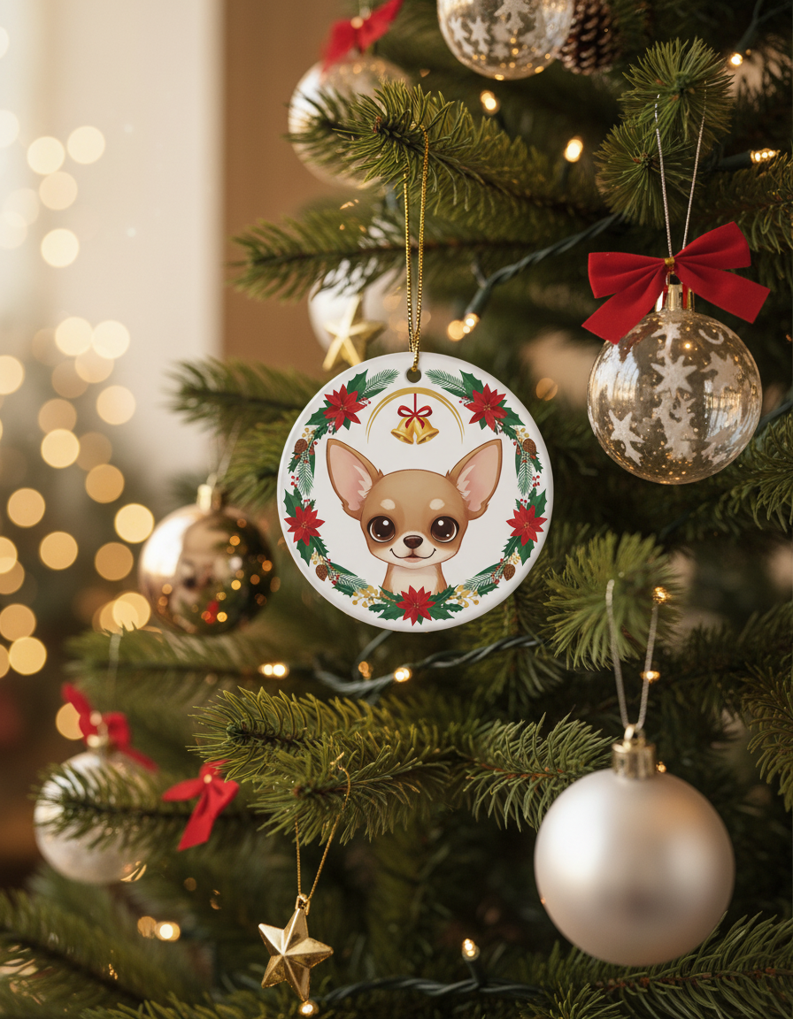 [2D FLAT ACRYLIC] Chihuahua Christmas Ornament | Double-Sided Acrylic Keepsake Gift for Dog Lovers