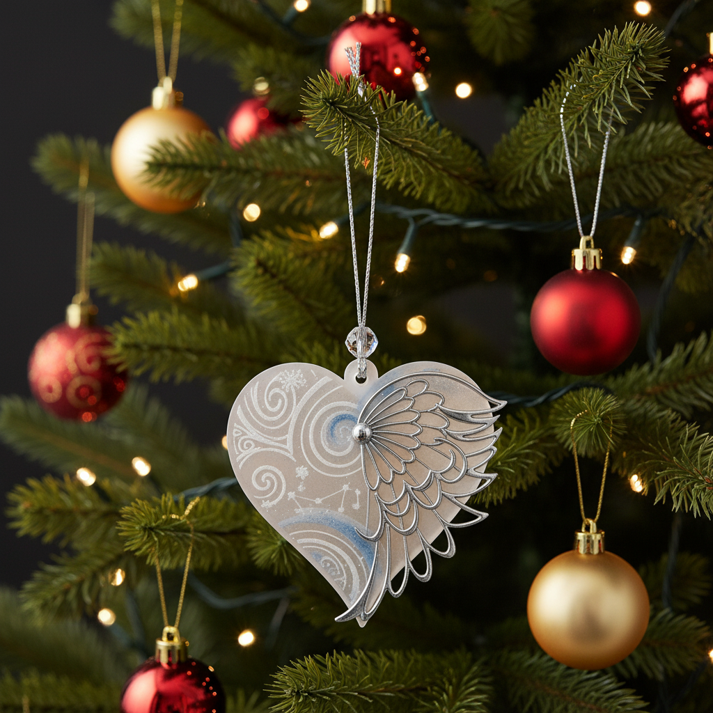 [2D FLAT ACRYLIC] Angel Wings Baby Memorial Ornament – Heartfelt Sympathy Gift for Infant Loss