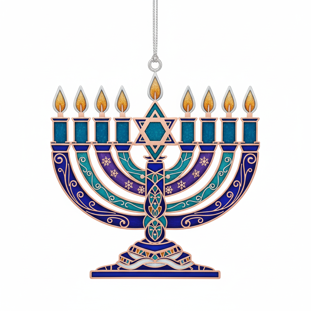 [2D FLAT ACRYLIC] Hanukkah Christmas Tree Ornament - Interfaith Blended Family Holiday Keepsake