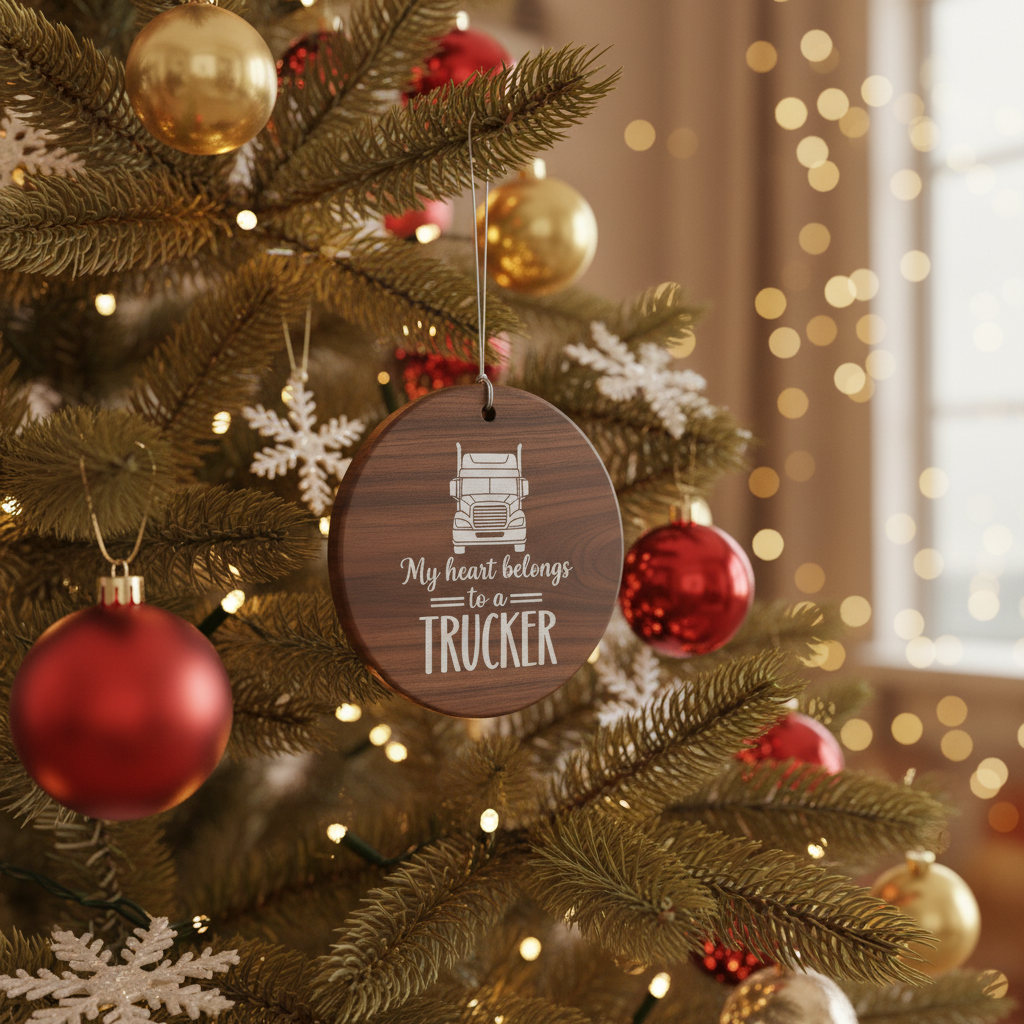 [2D FLAT ACRYLIC] Personalized Trucker Christmas Ornament | Custom Acrylic Gift for Truck Drivers