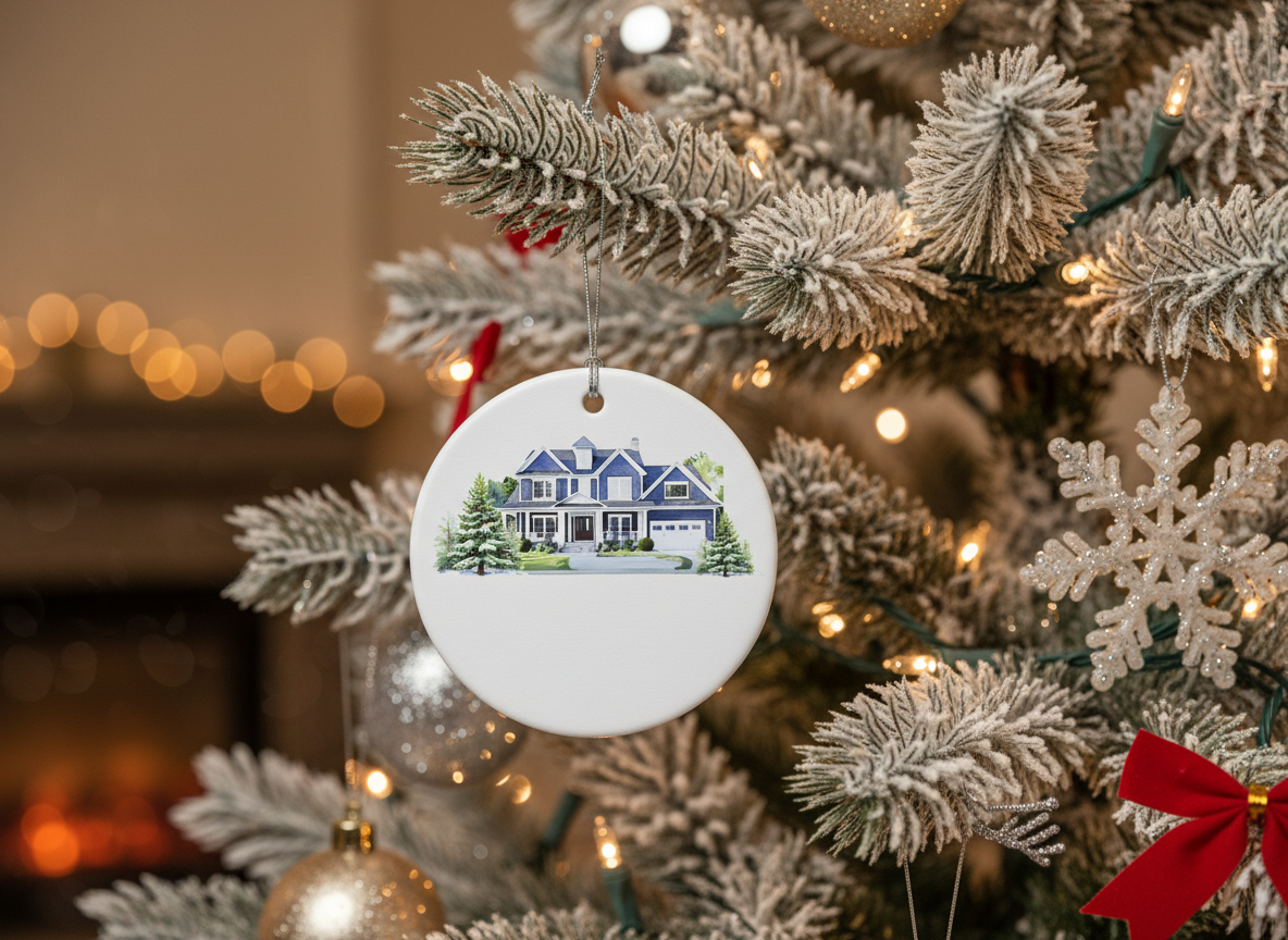[2D FLAT ACRYLIC] Personalized New Home Photo Ornament – Custom Housewarming Christmas Gift