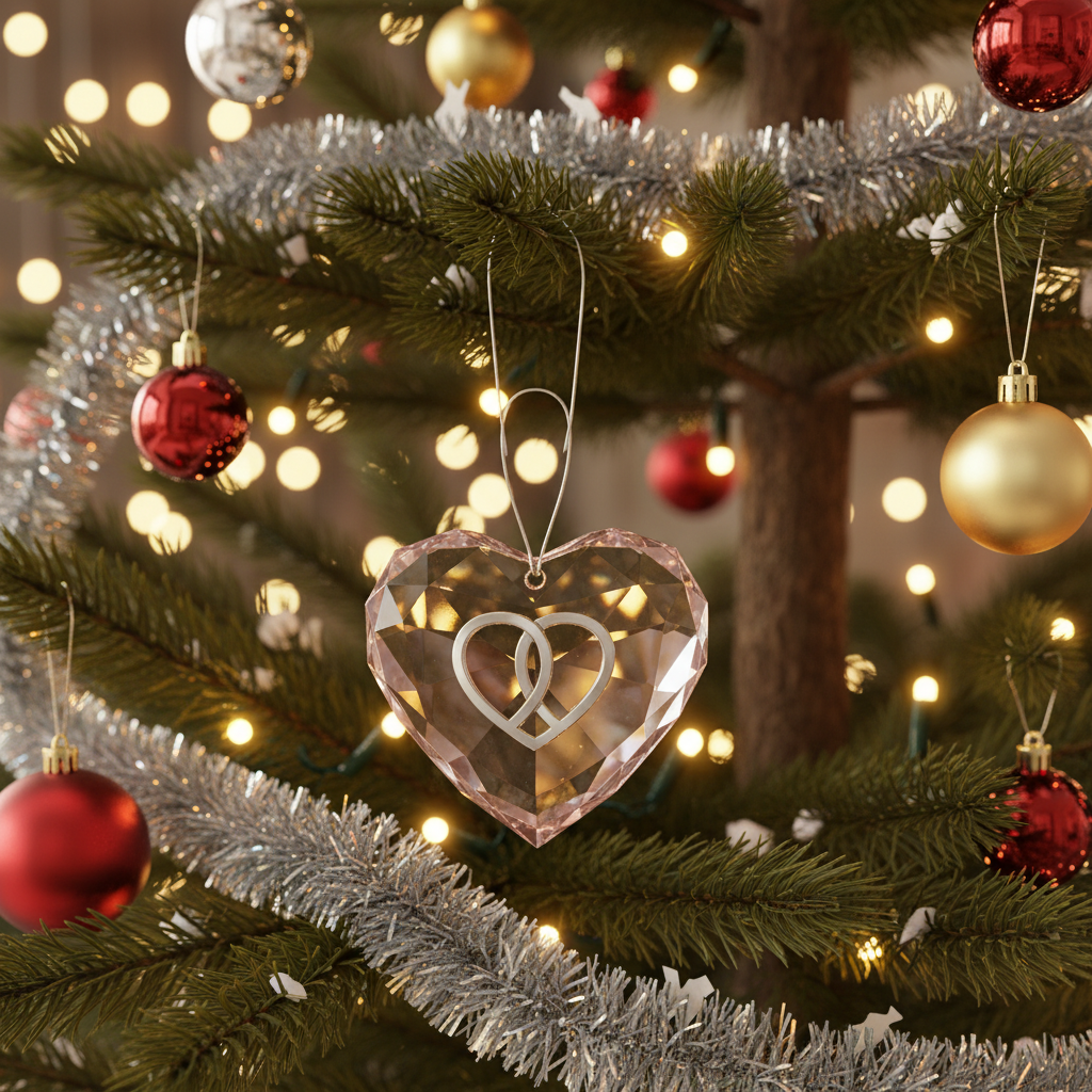 [2D FLAT ACRYLIC] 50th Golden Anniversary Glass Ornament – Heart-Shaped Keepsake Gift for Couples