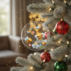 [2D FLAT ACRYLIC] Bee Christmas Ornament | Acrylic Holiday Decor & Gift for Bee Lovers