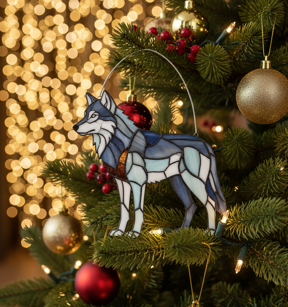 [2D FLAT ACRYLIC] Majestic Wolf Window Hanging Ornament – Acrylic Suncatcher Gift for Wolf Lovers