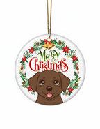 [2D FLAT ACRYLIC] Adorable Chocolate Lab Ornament | Christmas Keepsake & Holiday Decor for Labrador Lovers