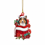 [2D FLAT ACRYLIC] Shetland Sheepdog Christmas Ornament – Festive Sheltie Lover Keepsake & Gift