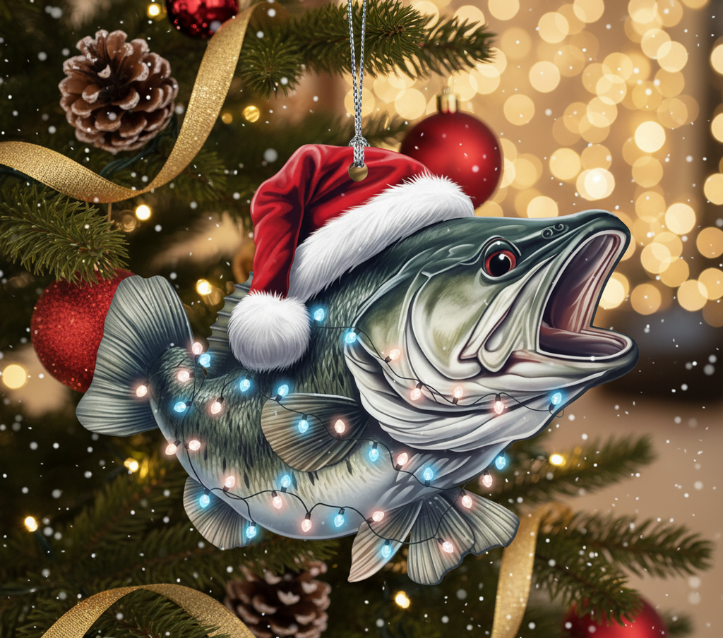 [2D FLAT ACRYLIC] Largemouth Bass Christmas Ornament – Fishing Keepsake Gift for Anglers