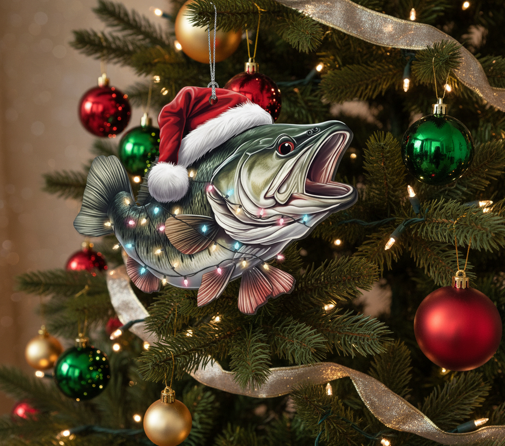[2D FLAT ACRYLIC] Largemouth Bass Fishing Christmas Ornament - Keepsake Gift for Anglers