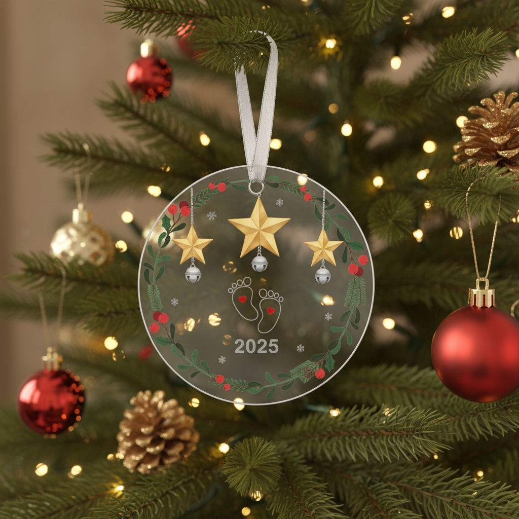 [2D FLAT ACRYLIC] Baby Bump's First Christmas Ornament 2025 – Gift for Expecting Parents