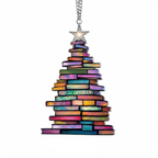 [2D FLAT ACRYLIC] Book Tree Christmas Ornament – Unique Gift for Book Lovers and Librarians