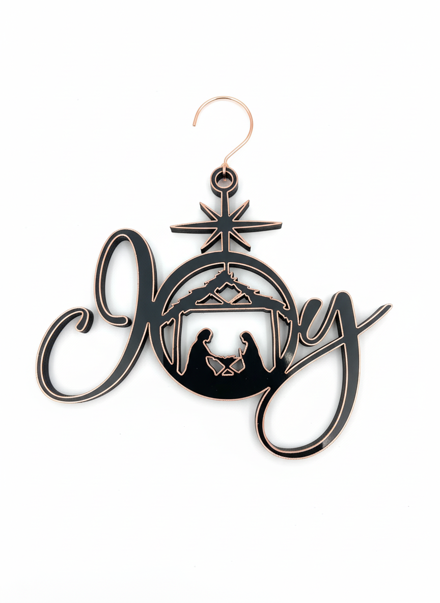 [2D FLAT ACRYLIC] Joy Nativity Scene Christmas Ornament - Religious Holiday Decor
