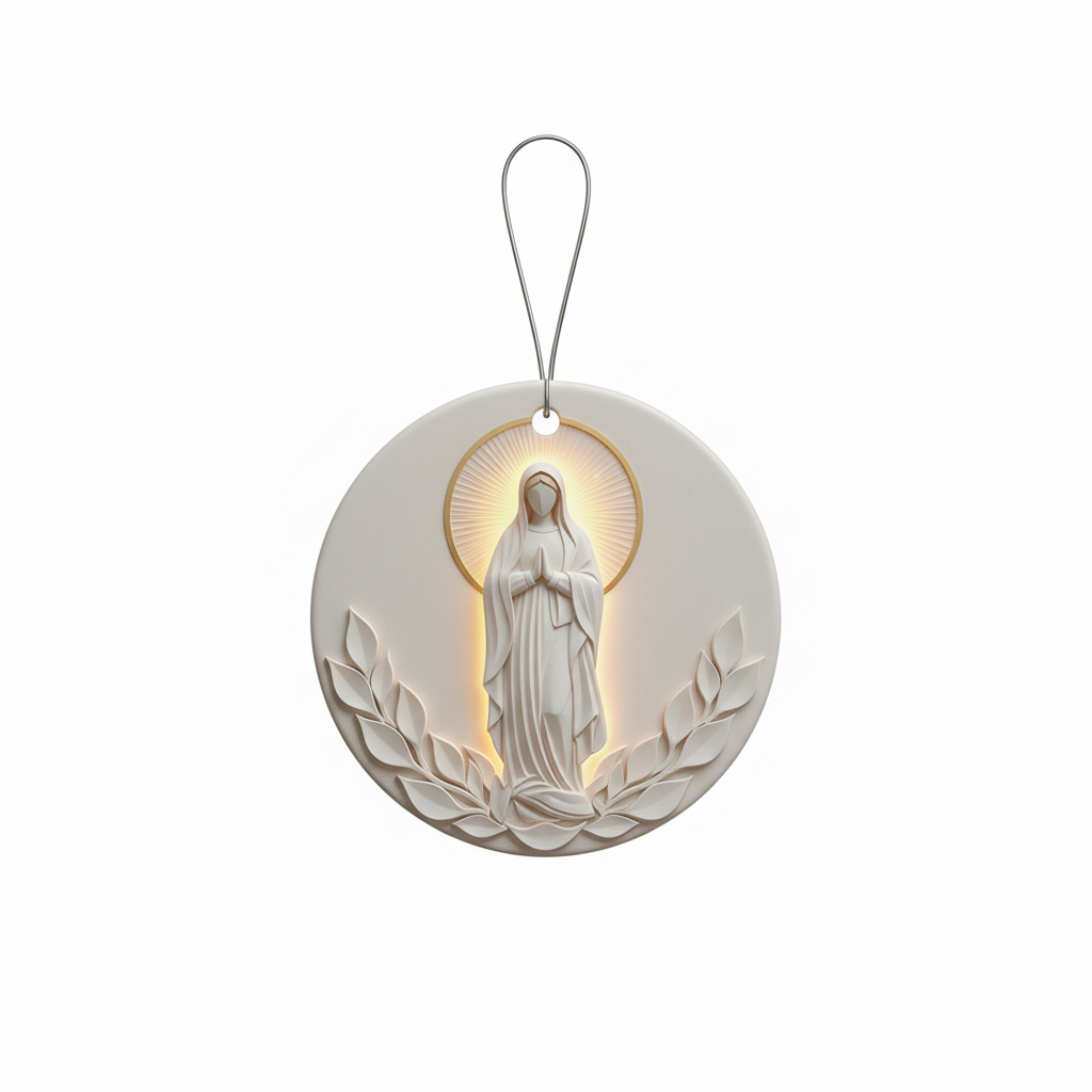 [2D FLAT ACRYLIC] Blessed Virgin Mary Ceramic Ornament – Catholic Christmas Keepsake Gift