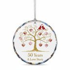 [2D FLAT ACRYLIC] 50th Golden Wedding Anniversary Glass Ornament – Keepsake Gift for Parents & Couples