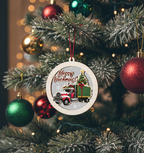 [2D FLAT ACRYLIC] Red Semi Truck Christmas Ornament | Thoughtful Trucker Gift for Truck Drivers 2024