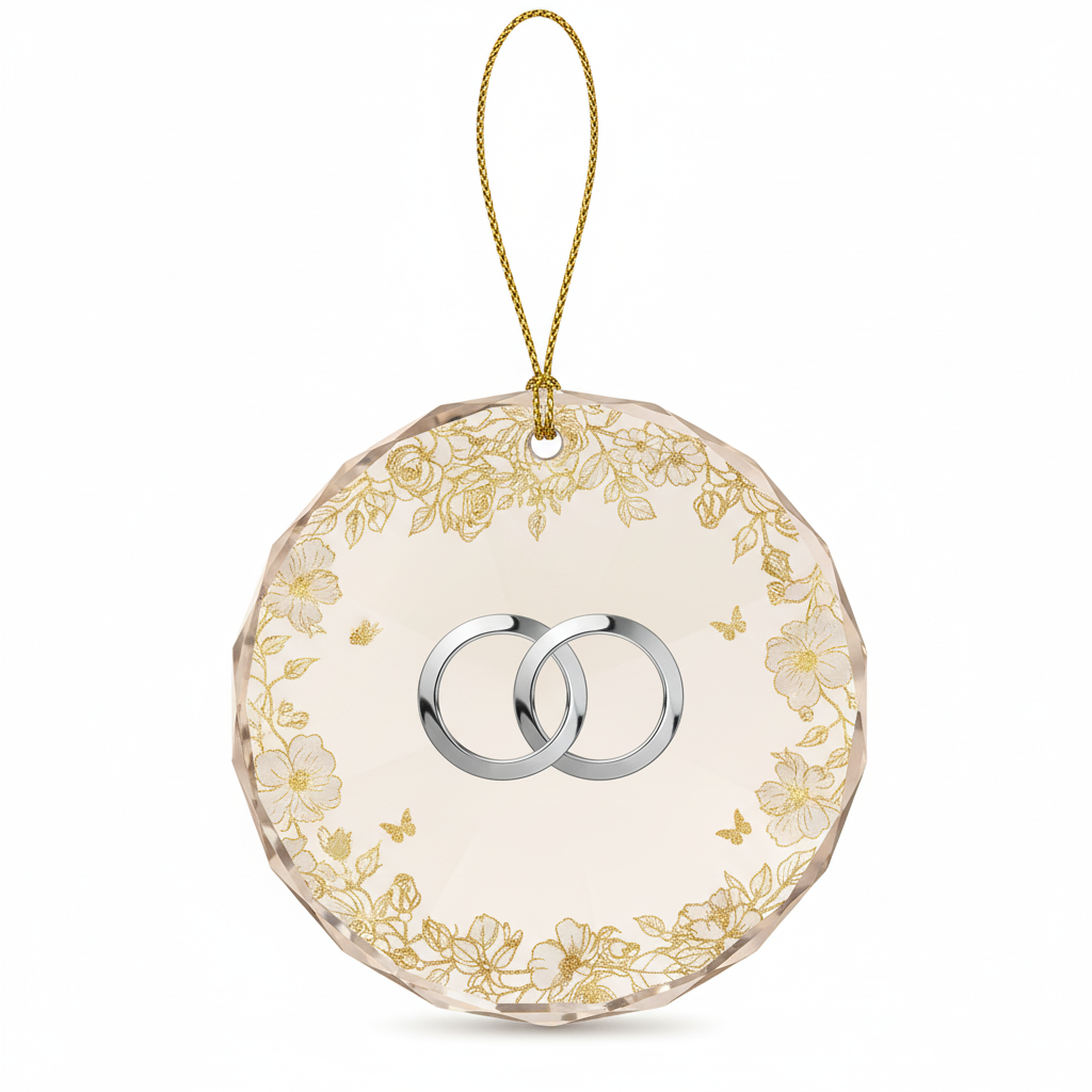 [2D FLAT ACRYLIC] 50th Wedding Anniversary Glass Ornament 2025 – Keepsake Gift for Couples