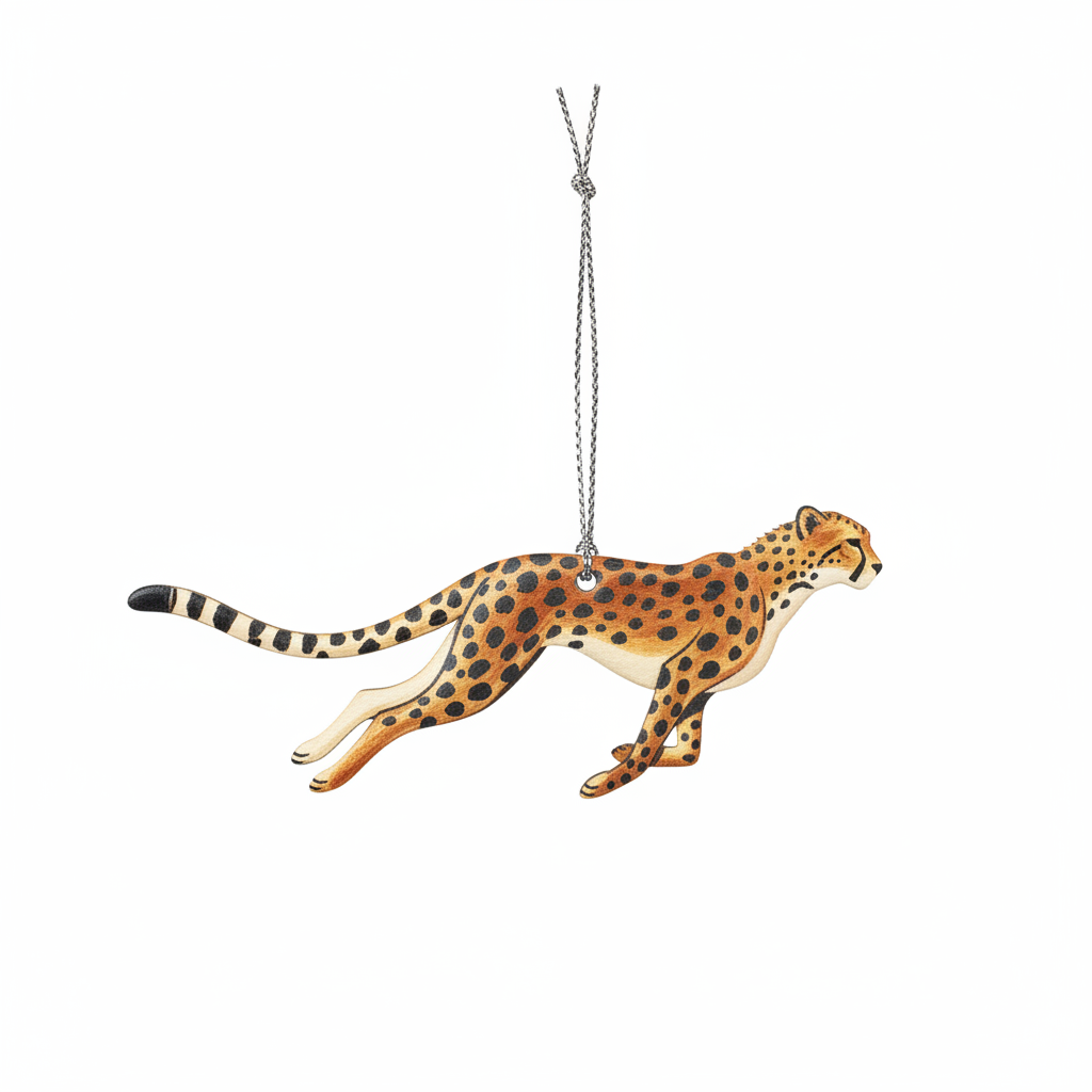 [2D FLAT ACRYLIC] Watercolour Cheetah Ornament – Unique Christmas Gift for Animal Lovers
