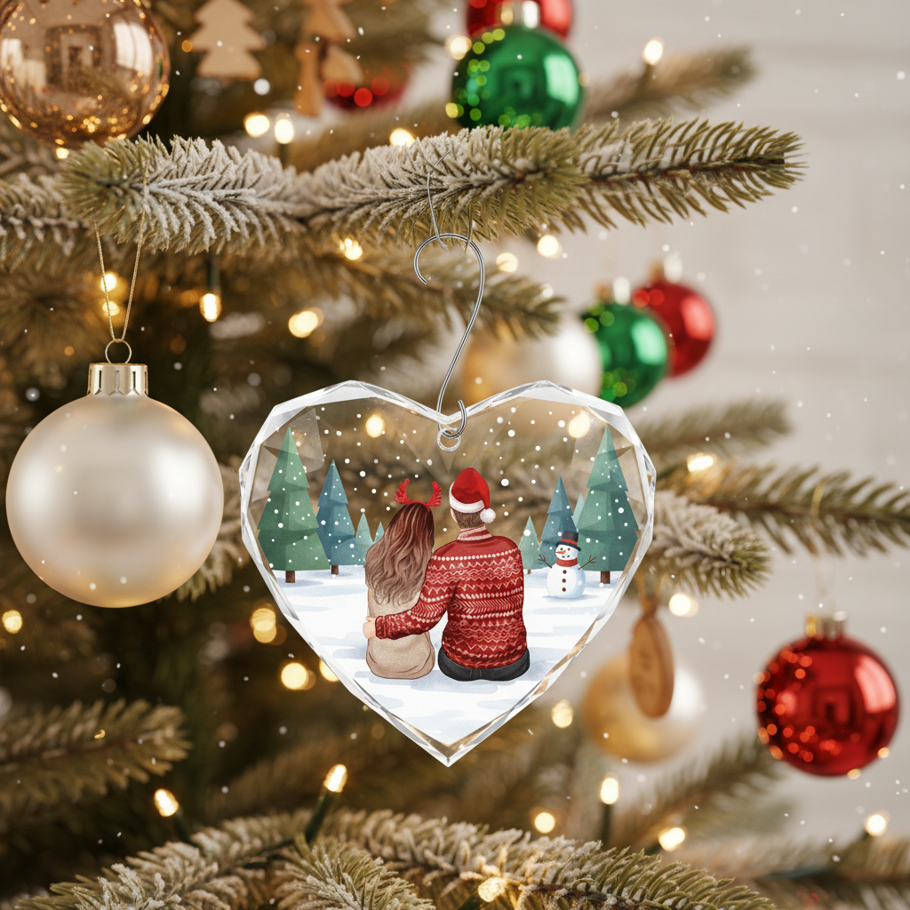 [2D FLAT ACRYLIC] Our First Christmas Together Ornament 2025 – Glass Keepsake Gift for Couples
