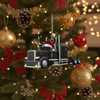 [2D FLAT ACRYLIC] Semi-Truck Christmas Ornament | A Perfect Trucker Gift for Holiday Decor