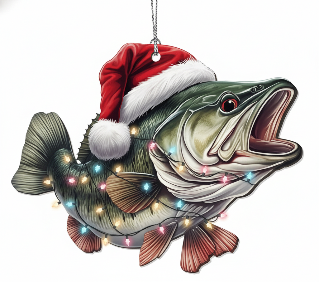 [2D FLAT ACRYLIC] Largemouth Bass Fishing Christmas Ornament - Keepsake Gift for Anglers