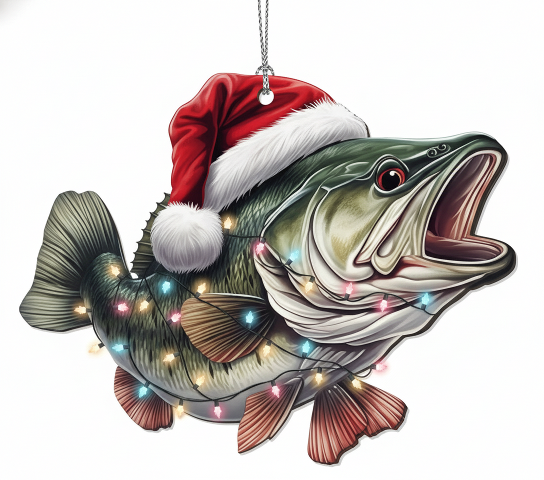 [2D FLAT ACRYLIC] Largemouth Bass Fishing Christmas Ornament - Keepsake Gift for Anglers