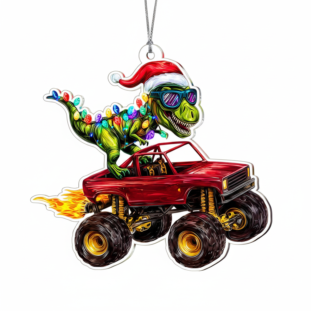 [2D FLAT ACRYLIC] Semi Truck Christmas Ornament | Acrylic Truck Driver Gift | Holiday Decor for Truckers