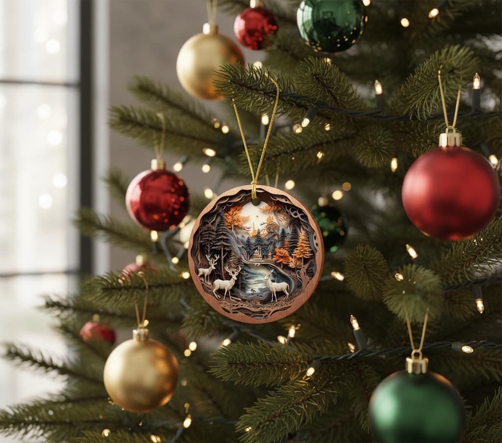 [2D FLAT ACRYLIC] Custom Ceramic Christmas Ornament 2025 – Personalized Holiday Keepsake Gift