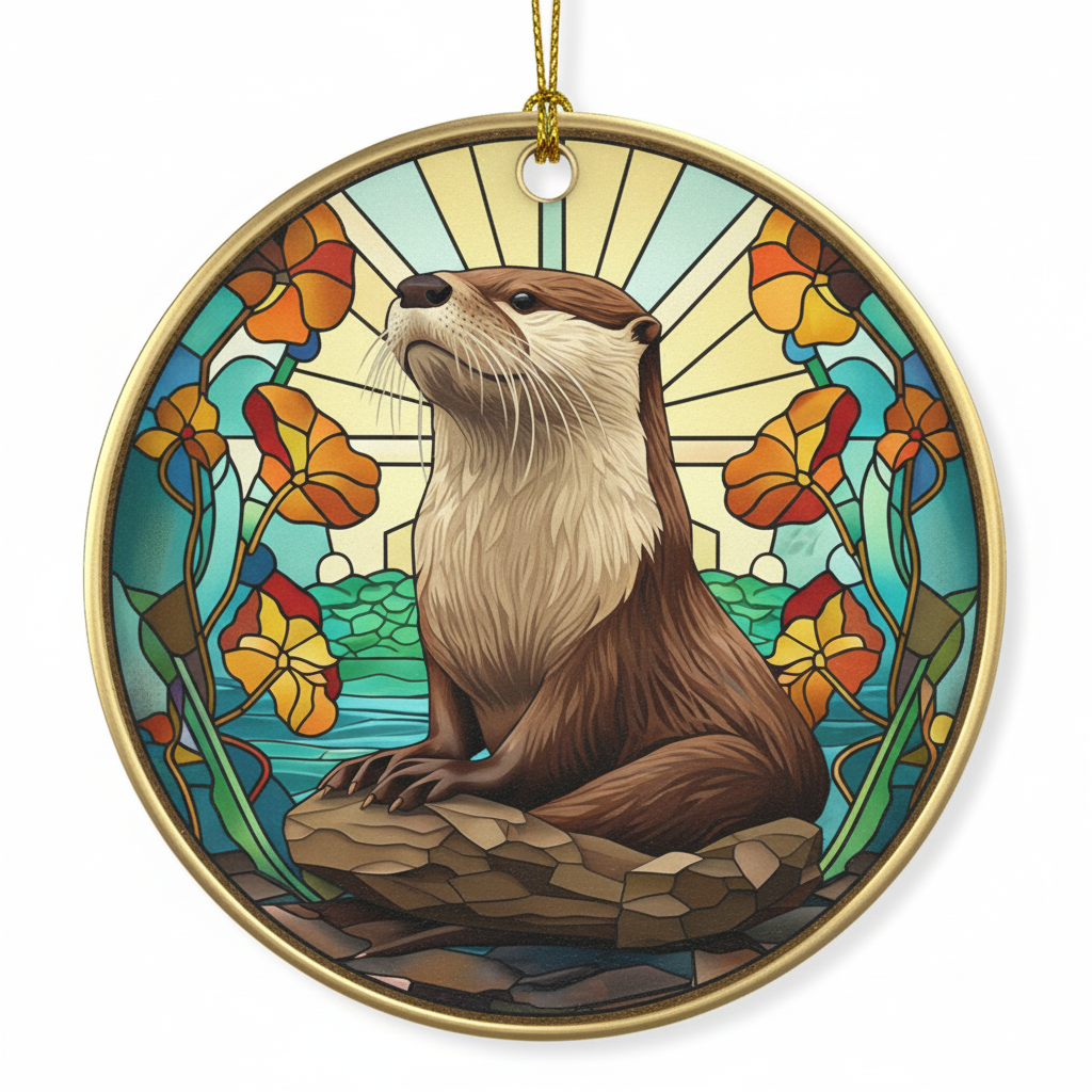 [2D FLAT ACRYLIC] Adorable Otter Christmas Ornament 2025 | Acrylic Animal Tree Decor & Keepsake Gift