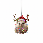 [2D FLAT ACRYLIC] Adorable Hedgehog Christmas Ornament – Festive Keepsake & Car Charm Gift