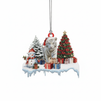 [2D FLAT ACRYLIC] Majestic White Tiger Christmas Ornament – Festive Wildlife Decor Gift