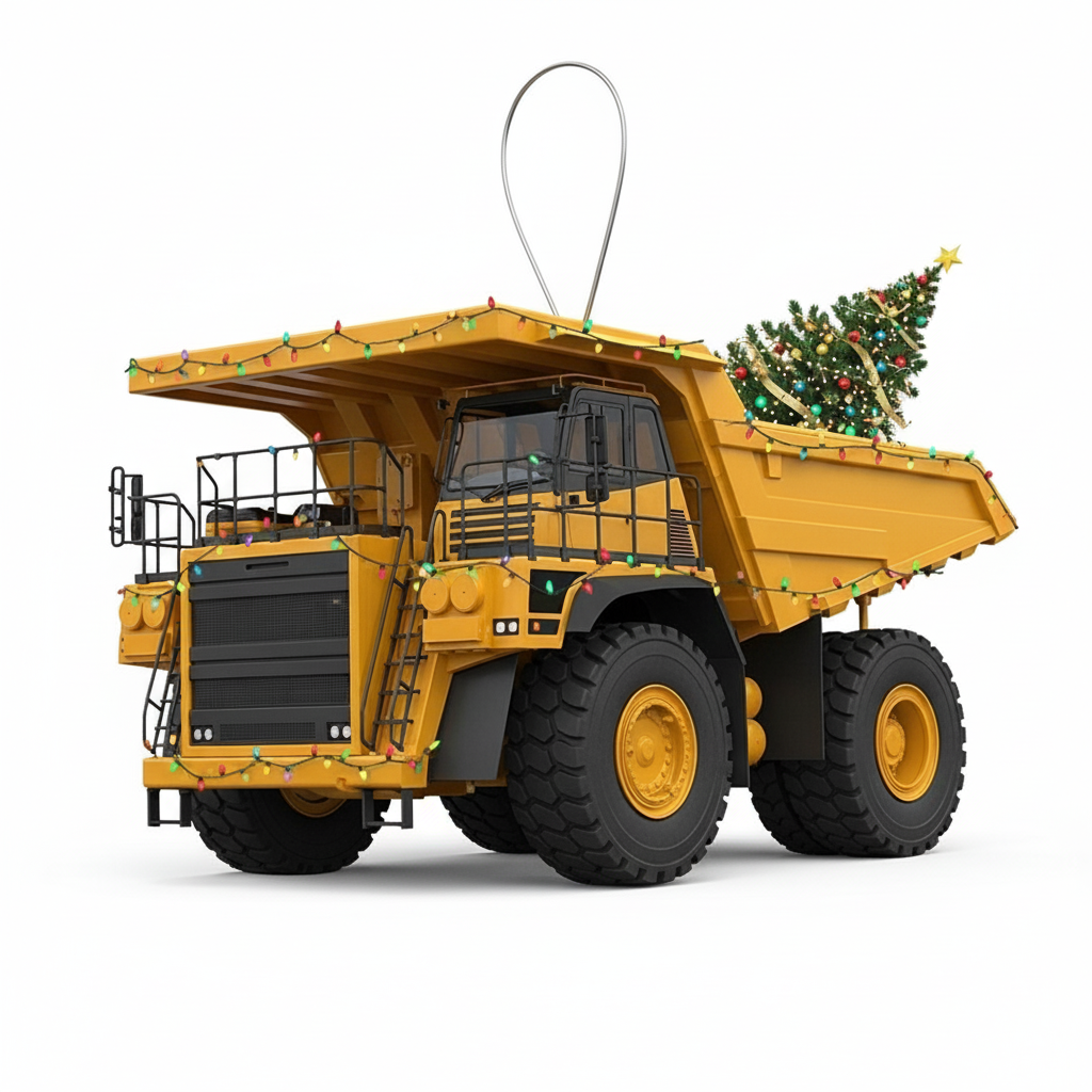 [2D FLAT ACRYLIC] Personalized Dump Truck Christmas Ornament | Custom Name Holiday Decor & Trucker Gift