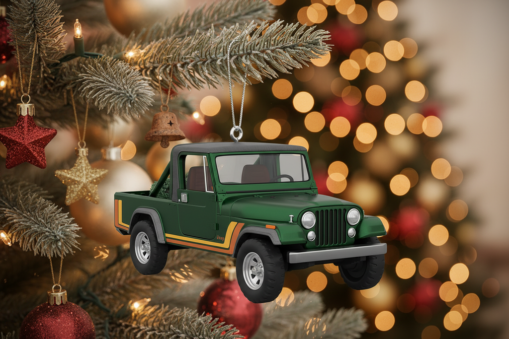 [2D FLAT ACRYLIC] Hallmark 1982 Jeep Scrambler Christmas Ornament | 25th in All-American Trucks Series