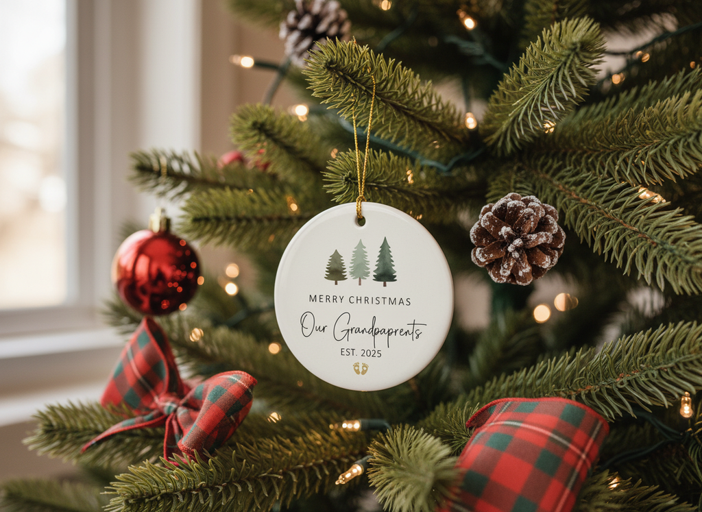 [2D FLAT ACRYLIC] Personalized Christmas in Heaven Memorial Ornament – Rocking Chair Remembrance Gift