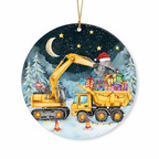 [2D FLAT ACRYLIC] Personalized Excavator Christmas Ornament – Dump Truck & Digger Design | Kids Construction-Themed Holiday Keepsake for Boys