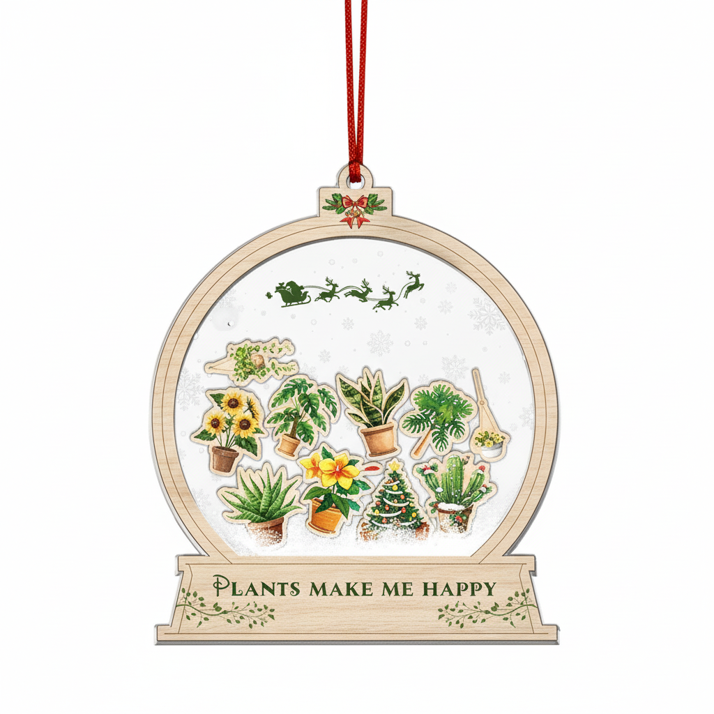 [2D FLAT ACRYLIC] Gardening Shaker Christmas Ornament 2025 – Unique Holiday Gift for Plant Lovers