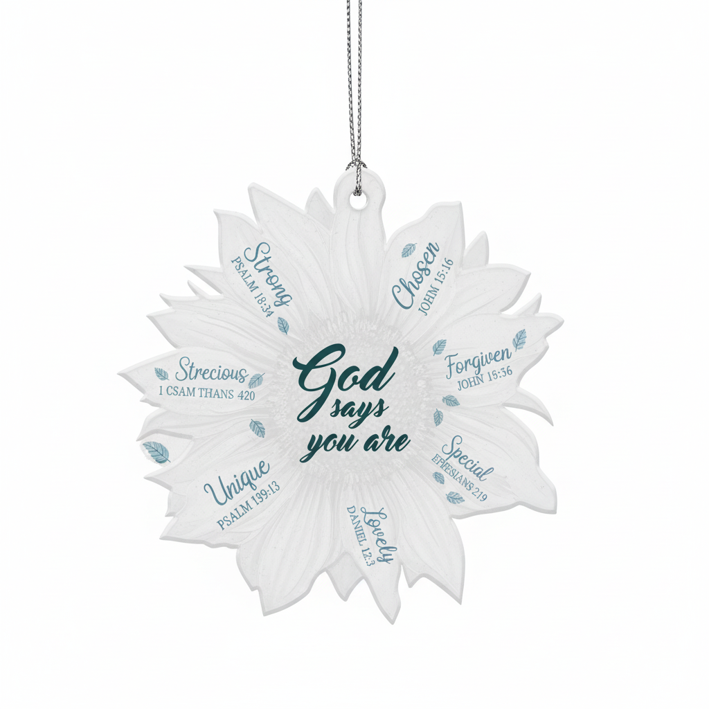 [2D FLAT ACRYLIC] Sunflower Christian Ornament – 'God Says You Are Unique' Faith Keepsake