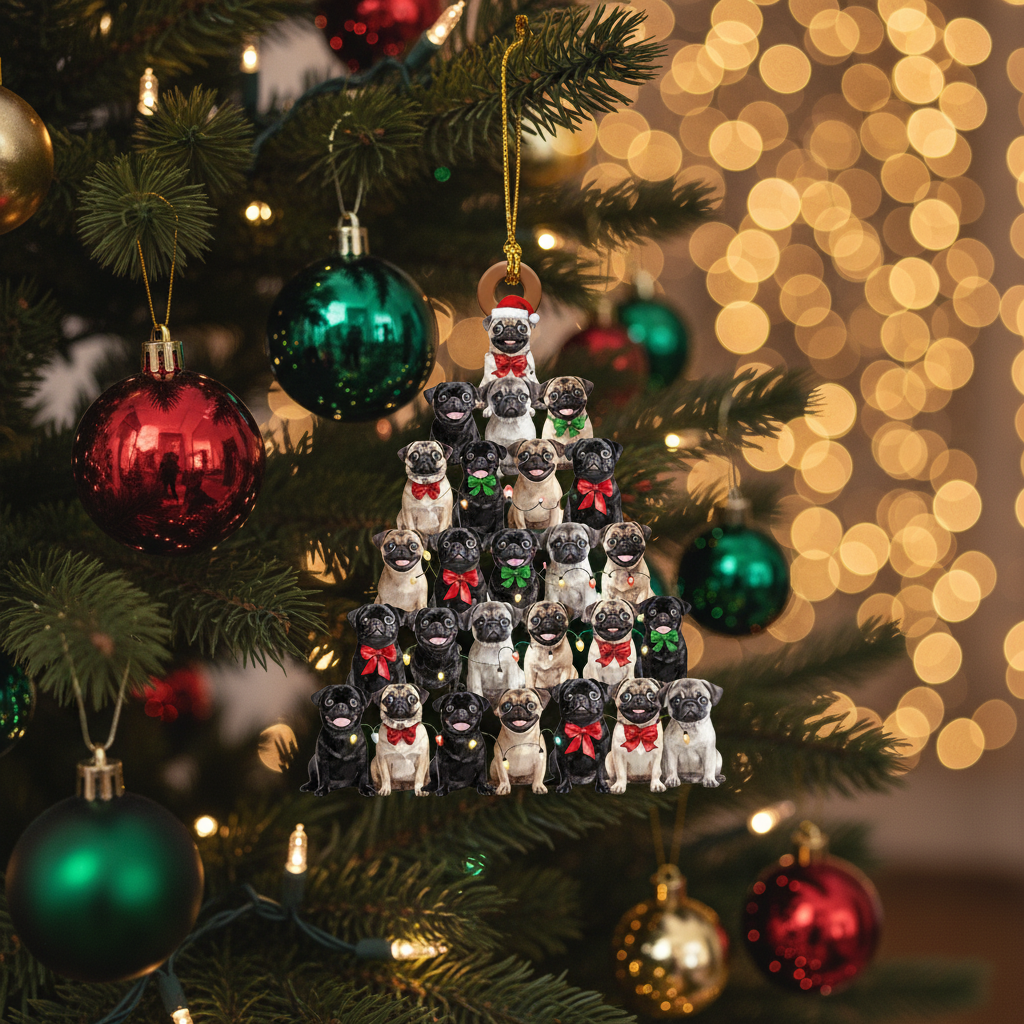 [2D FLAT ACRYLIC] Adorable Pomeranian Christmas Ornament – Holiday Keepsake Gift for Dog Lovers