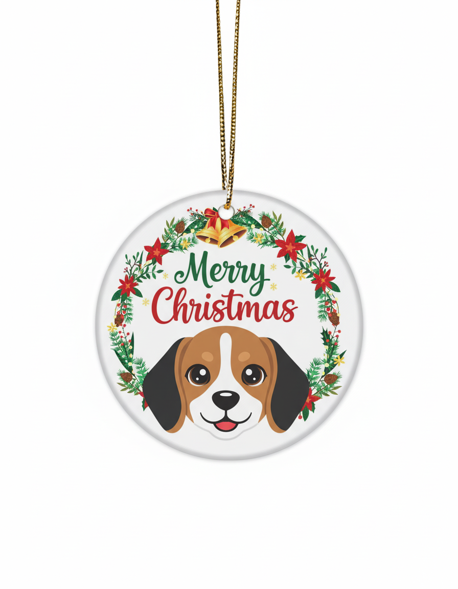 [2D FLAT ACRYLIC] Beagle Christmas Ornament | Double-Sided Acrylic Dog Lover Keepsake Gift