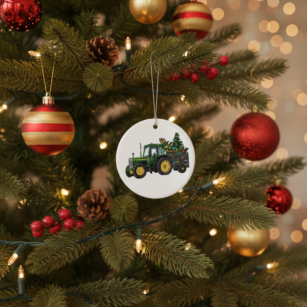 [2D FLAT ACRYLIC] Santa's Favorite Trucker Christmas Ornament | Ceramic Truck Driver Gift for Holiday Decor