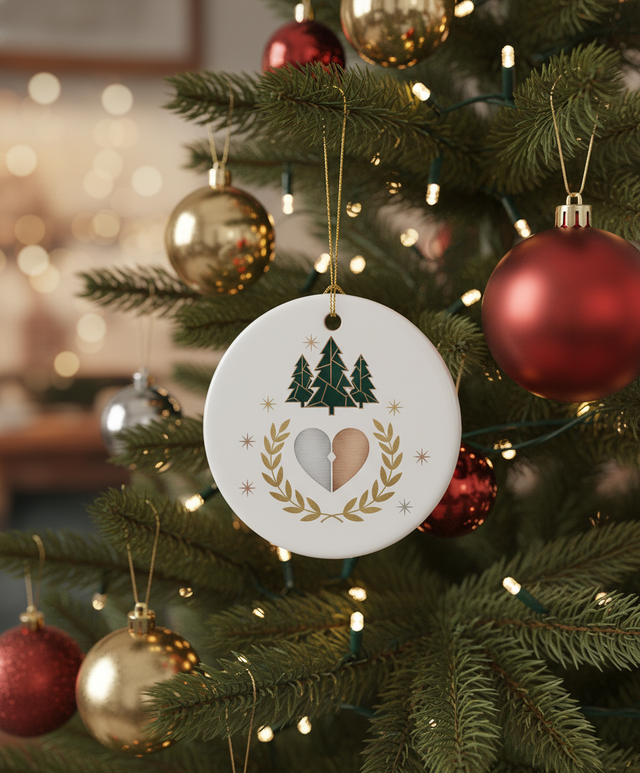 [2D FLAT ACRYLIC] 25th Silver Anniversary Ceramic Ornament 2025 – Keepsake Gift for Couples