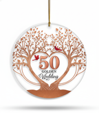 [2D FLAT ACRYLIC] 50th Golden Anniversary Ornament – Keepsake Wedding Gift for Parents & Couples