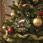 [2D FLAT ACRYLIC] Brown Bear Christmas Ornament – Festive Holiday Decor & Car Accessory