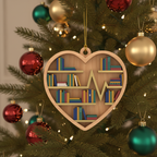 [2D FLAT ACRYLIC] Bookshelf Heart Ornament – Charming Gift for Book Lovers & Readers