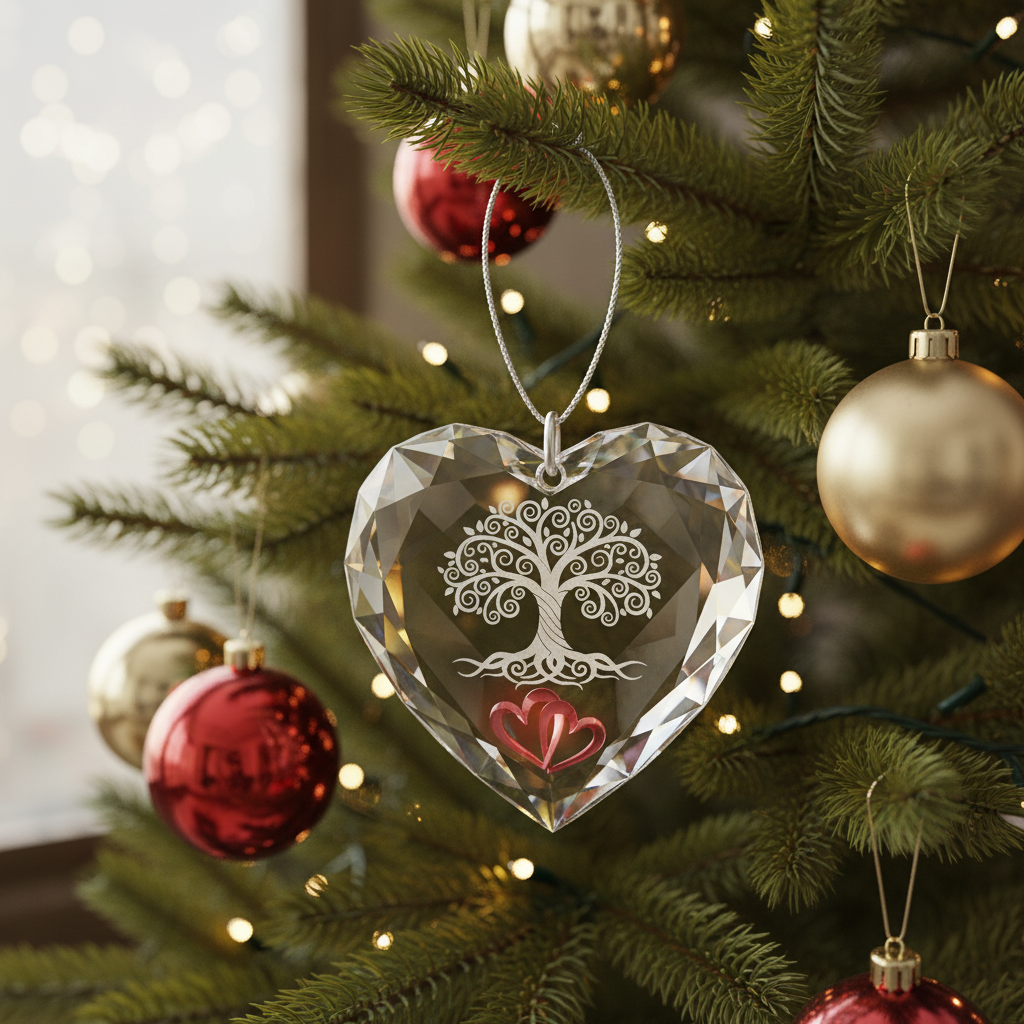 [2D FLAT ACRYLIC] 40th Ruby Anniversary Glass Ornament – Heart-Shaped Keepsake Gift for Parents & Couples