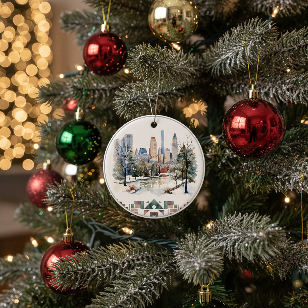 [2D FLAT ACRYLIC] Personalized New York City Christmas Ornament – Custom NYC Souvenir Gift