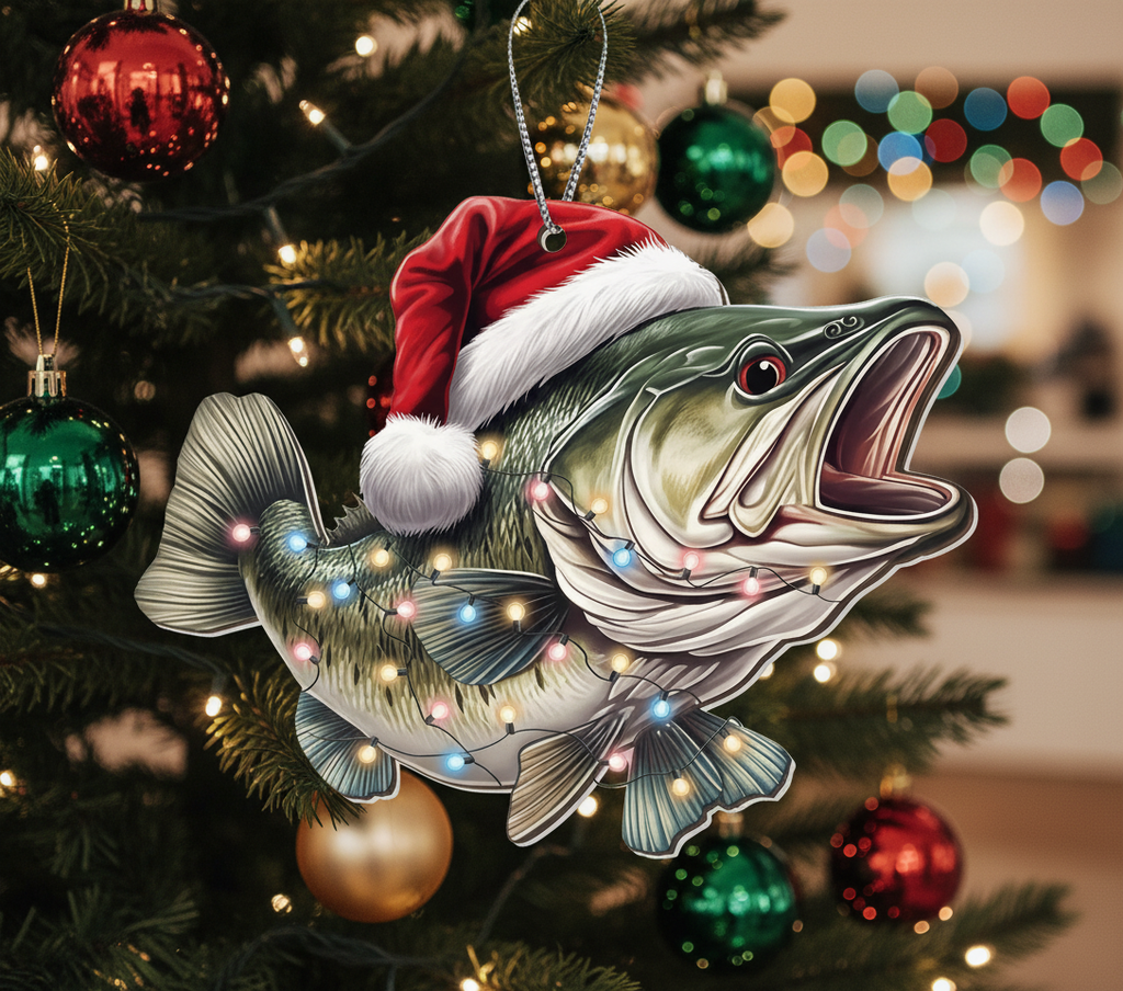 [2D FLAT ACRYLIC] Largemouth Bass Christmas Ornament – Fishing Gift for Anglers