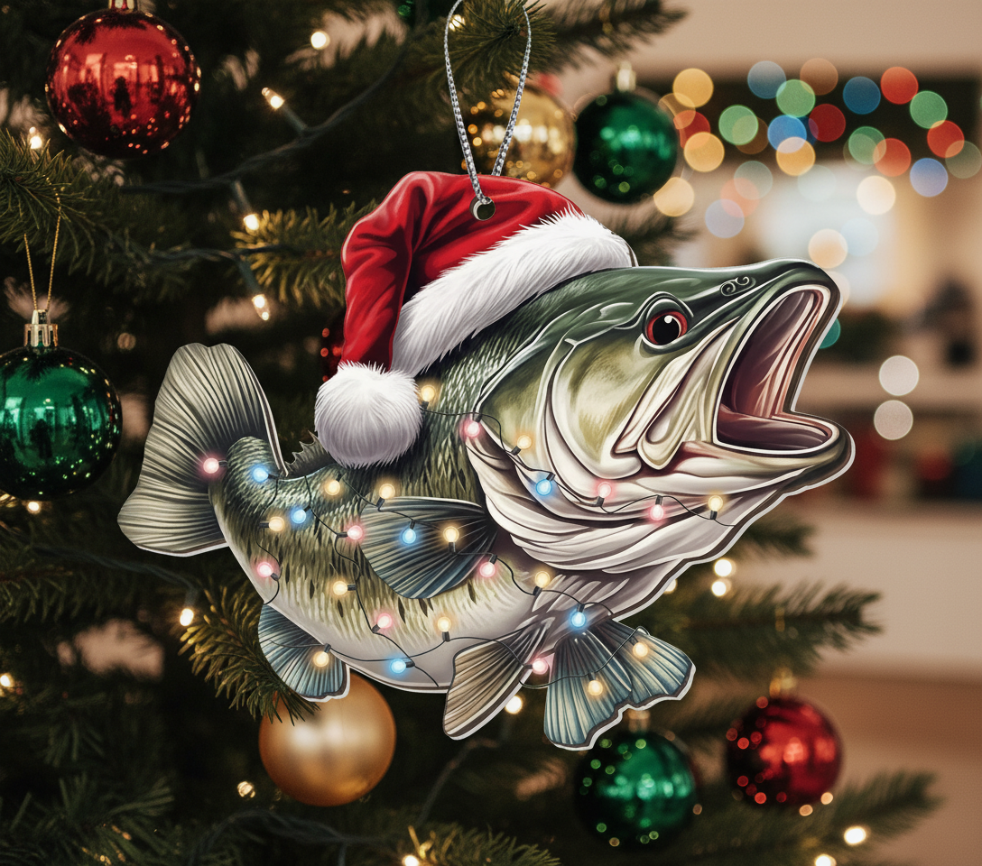 [2D FLAT ACRYLIC] Largemouth Bass Christmas Ornament – Fishing Gift for Anglers
