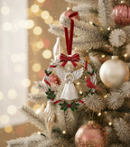 [2D FLAT ACRYLIC] 2025 Christmas Wreath Ornament with Spinning Angel – Metal Holiday Keepsake